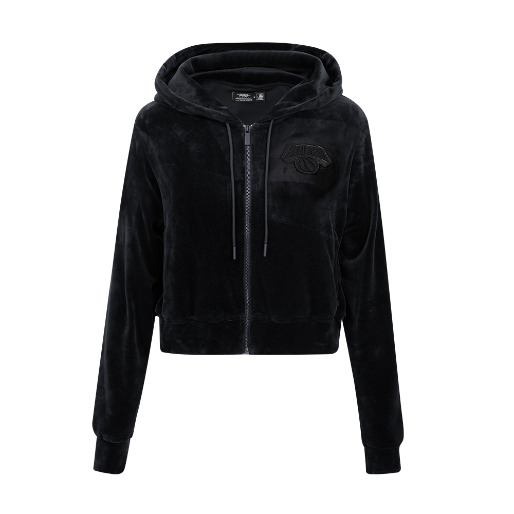 Pro Standard Women's New York Knicks Triple Black Velour FZ PO Jacket